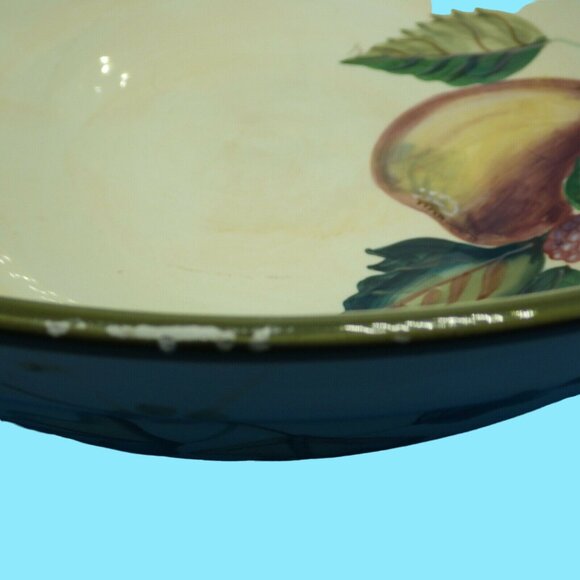Zrike Large Fruit Bowl Farmhouse Handpainted Shabby Distressed Apple Berry Acorn - Picture 10 of 11